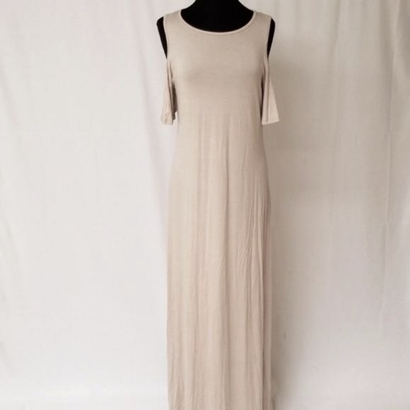 Taupe  Cold Shoulder Maxi Dress - Picture 5 of 5